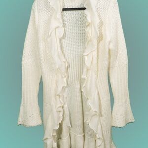 Elegant Cream Ruffled Women's Sweater by Grifflin.